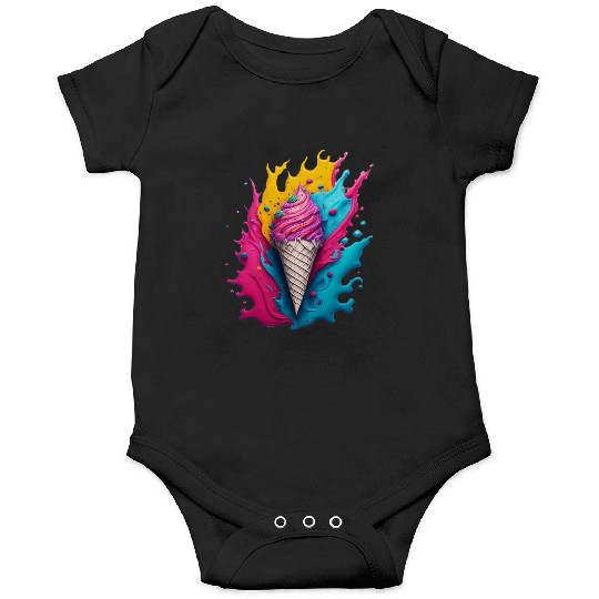 Neon Ice Cream Splash Onesies