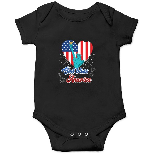 God Bless America Independence Day 4th July USA Onesies