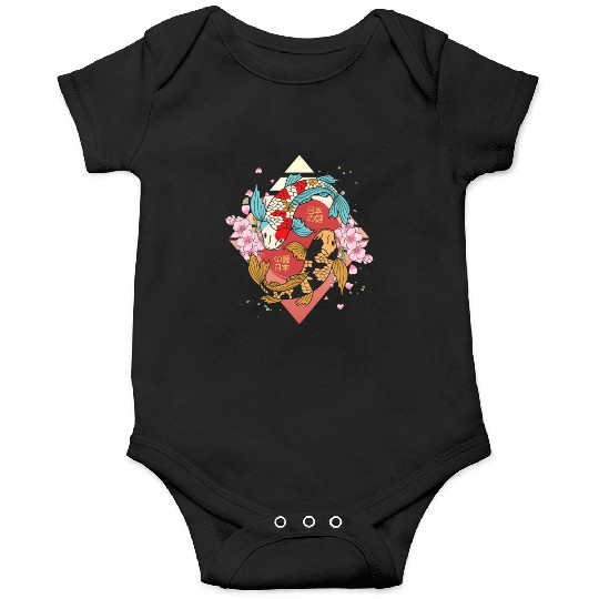 Kawaii Cherry Blossom Koi Fish Japanese Sakura Onesies