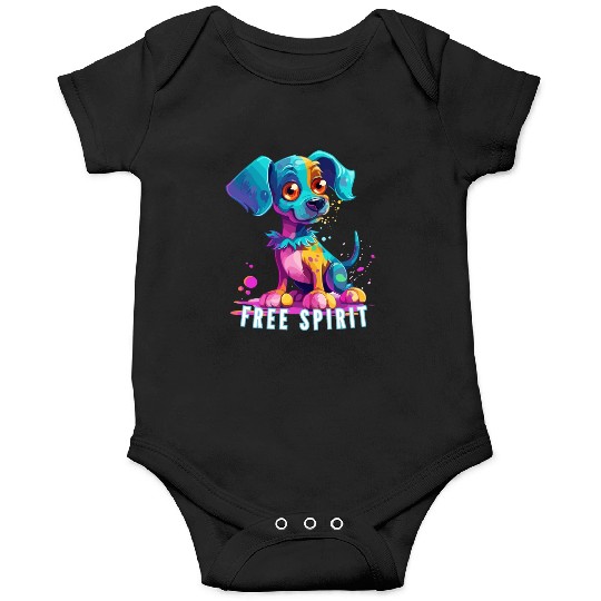 Free Spirit Onesies: Puppy Synthwave Graffiti Kids