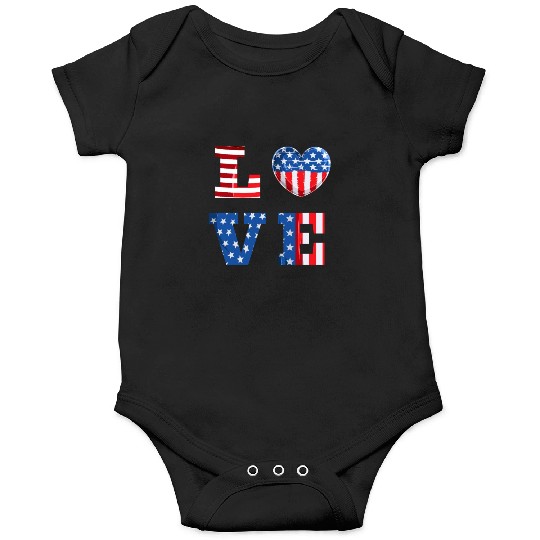 LOVE America Independence Day USA Patriots Onesies