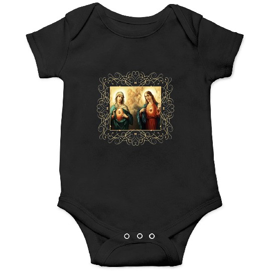 Sacred Heart and Immaculate Heart Picture Jesus an Onesies