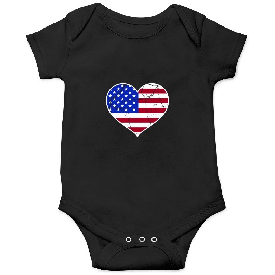 Love America Flag Independence Day USA Patriots Onesies