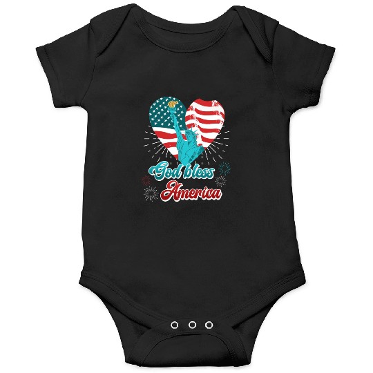 God Bless America Independence Day 4th July USA Onesies