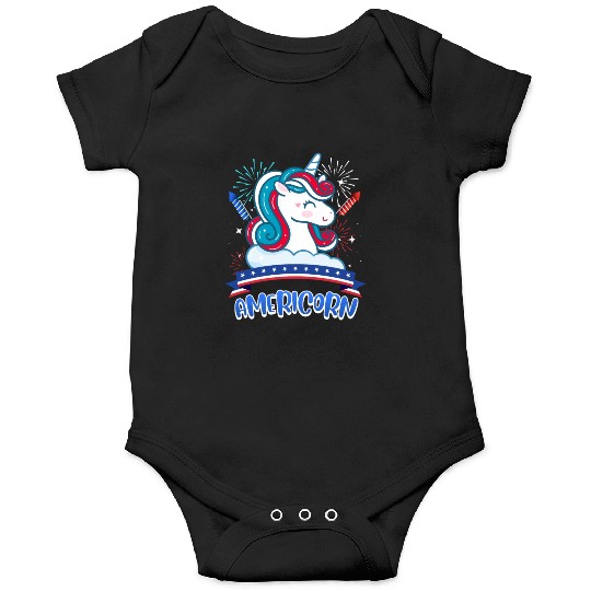 Americorn Unicorn America Party Independence Day Onesies