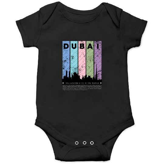 Black Colorful Dubai The Leading City in the World Onesies
