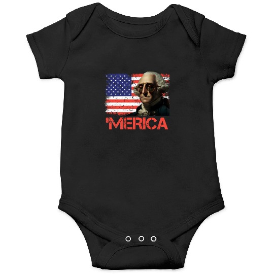 Merica George Washington Independence Day USA Onesies