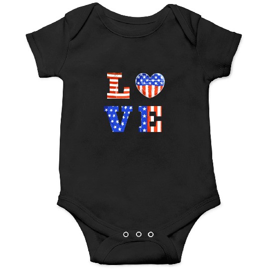 LOVE America Independence Day USA Patriots Onesies