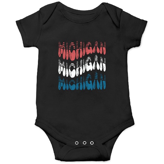 Michigan Red White Blue Cute Groovy Onesies