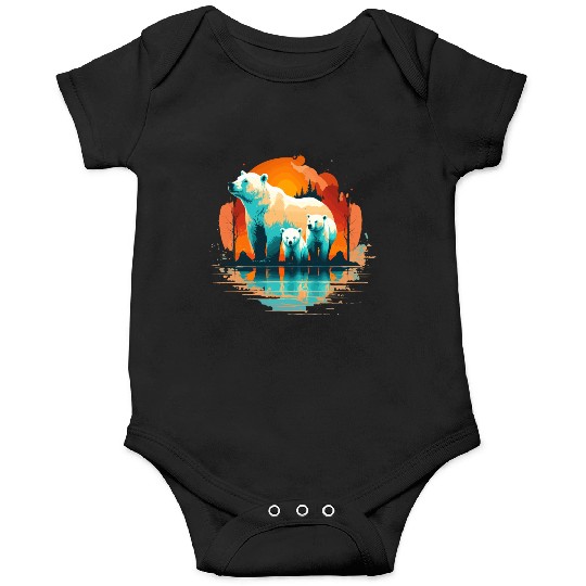 Polar Bear with cubs, Snow Spectrum Onesies