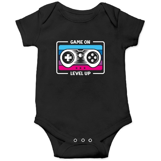 Game on level up illustration in black Onesies