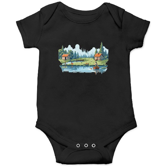 Fisherman Nature 8-bit style Onesies