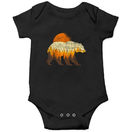 Full Moon Trees Wildlife Forest Bear Lover Onesies
