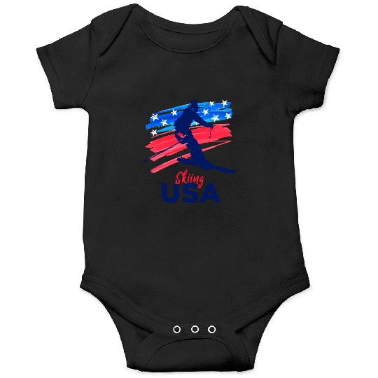 Skiing Usa Support The Team Usa Flag Ski Winter Onesies
