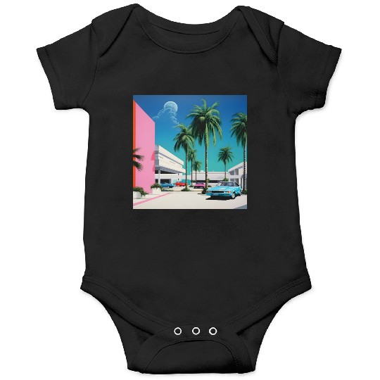 1980s Miami Beach Retro Hiroshi Nagai Onesies