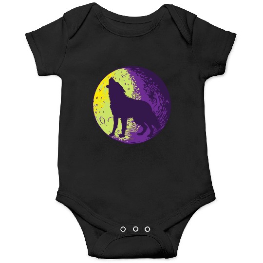 Howling wolf in the moon cool Onesies