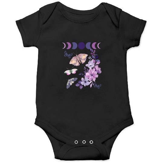 Violet Purple Moon Moth Flower Onesies
