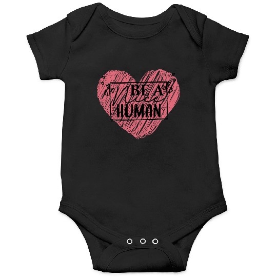Be a Nice Human Red Heart Artwork - Bold Reminder Onesies