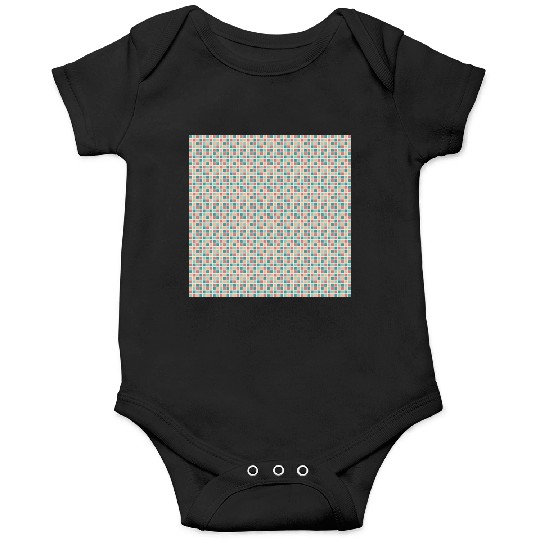Retro Checkered Pattern Yellow Teal Coral Onesies