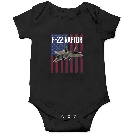 F 22 Raptor Aircraft USA Flag Onesies