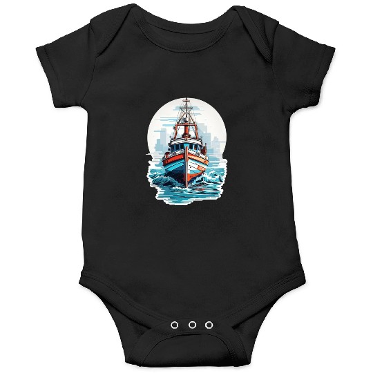 sailing at Sunset in a Vintage Wooden Boat Onesies