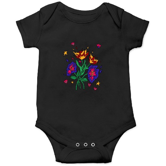 Flaming Floral Dreams Onesies