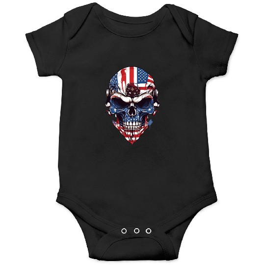 Skull color America flag Onesies