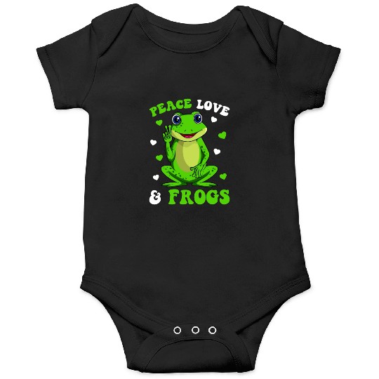 Peace Love Frogs Lover Frog Kids Girls Women Onesies