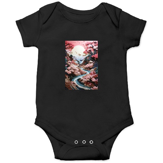 Mosaic Zen Garden River - Cherry Blossom Onesies