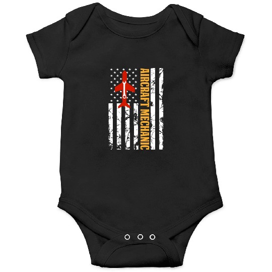 Aircraft Mechanic USA FLAG Onesies