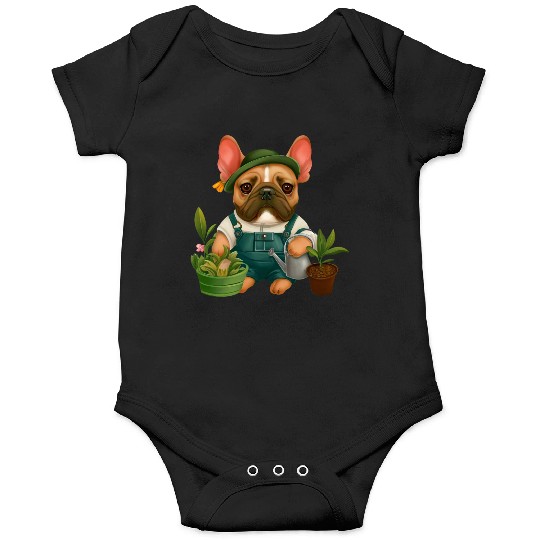 Frenchie The Gardener Drawing Onesies