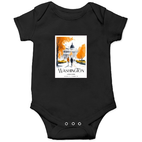 Watercolor painting loving couple in Washington DC Onesies