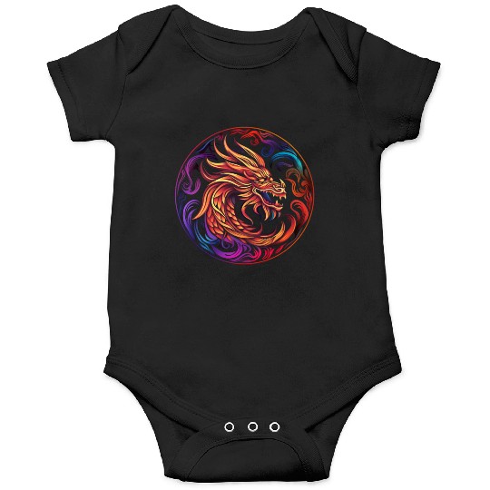 Logo dragon pattern circle pentel color Onesies