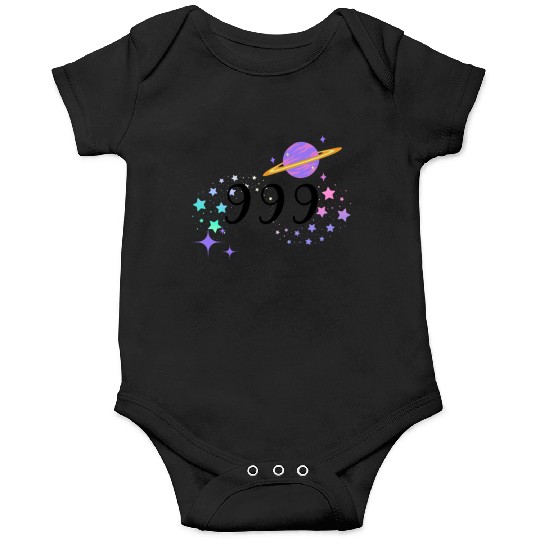 Angel Numbers 999 Purple Saturn with Stars Onesies