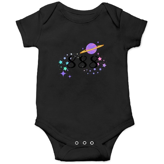 Angel Numbers 888 Purple Saturn with Stars Onesies