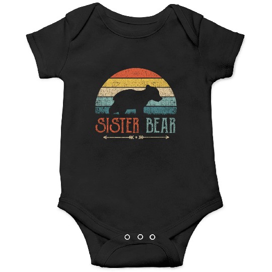 Cute Sister Bear Retro Little Sister Vintage Big Onesies