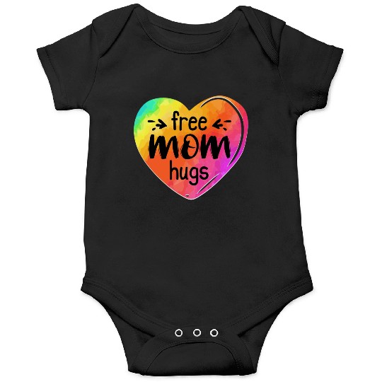 LGBTQIA LGBT Free Mom Hugs Rainbow Heart Gay Pride Onesies