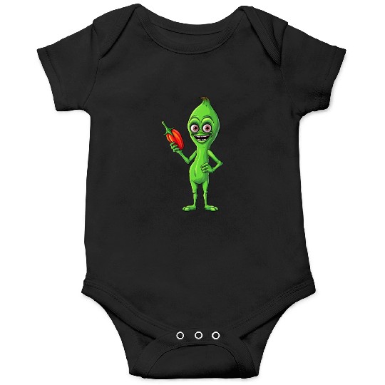 Green Alien Meets Bell Pepper: A Quirky Fusion Onesies
