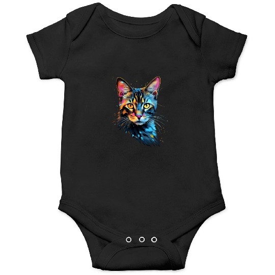 Animal Portrait Color Explosion Bengal Cat Onesies
