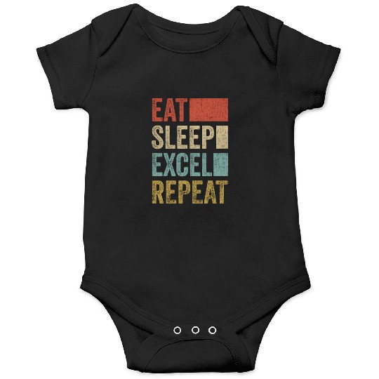 Vintage Retro Eat Sleep Excel Repeat Funny Excel Onesies