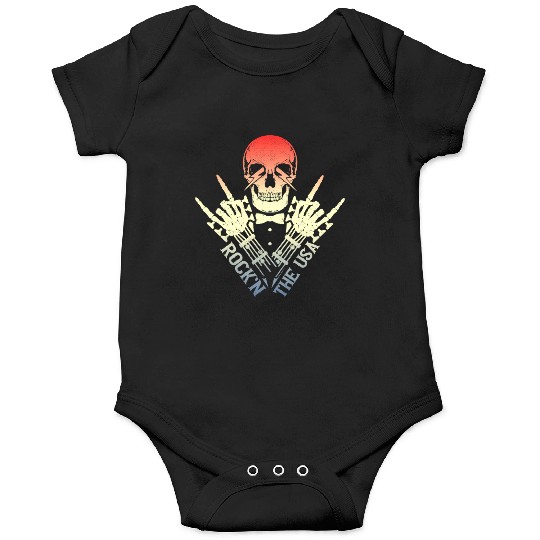 Rock n The Usa Rock Roll Skeleton Guitar Onesies