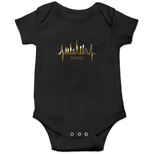 Dubai Skyline Heartbeat Burj Khalifa Silhouette Onesies