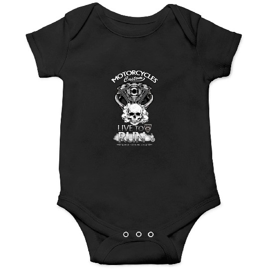 Moto skull, Black and white - Live to run Onesies