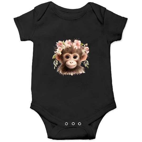 Monkey Chimpanzee Jungle Animal Boho Floral Ape Onesies