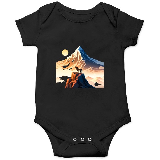 Horse running to mountain Onesies