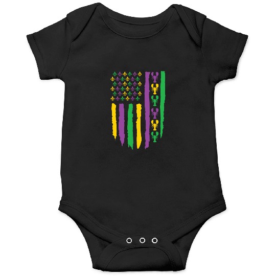 American Flag Lobster Fleur Mardi Gras Onesies