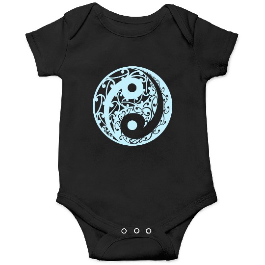 Yin And Yang In A Koru Pattern In A Light Blue Onesies