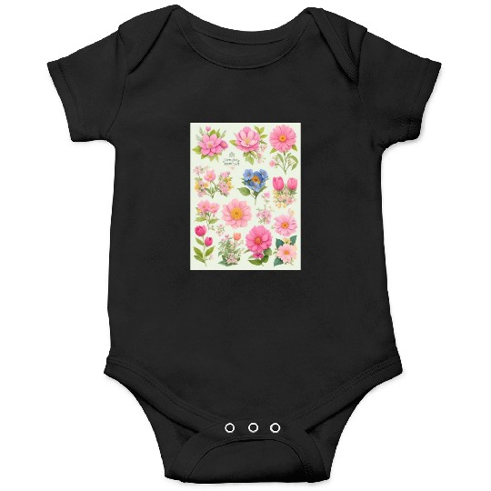 Tangerine and Coral Spring Flowers Onesies