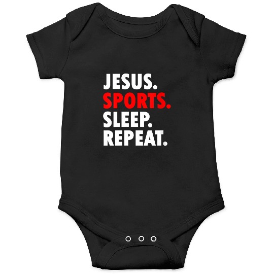 Jesus Sports Sleep Repeat - Novelty Hobby Onesies