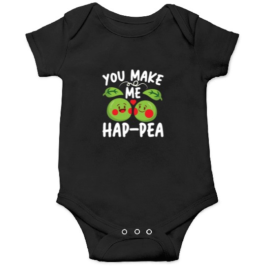 You Make Me Hap-pea for a Husband Wife Bride Onesies